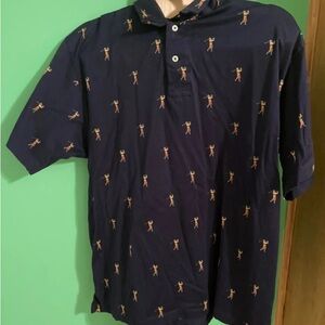 Ralph Lauren Men's Navy Polo Shirt with Pattern (Golfer)